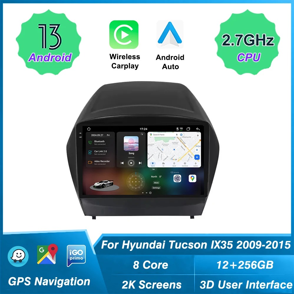 Android Auto Radio for  Tucson IX35 2009-2015   Carplay 4G WIFI  Navigation Head Unit